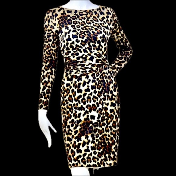 Leopard Print Mini Night Out Dress by Carmen Marc Valvo.Made in US - Picture 3 of 13